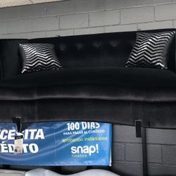 Black Velvet Sofa And Love Seat 