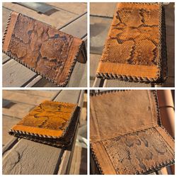 Vtg Ghanaian African Handmade Snakeskin Clutch Purse Wallet