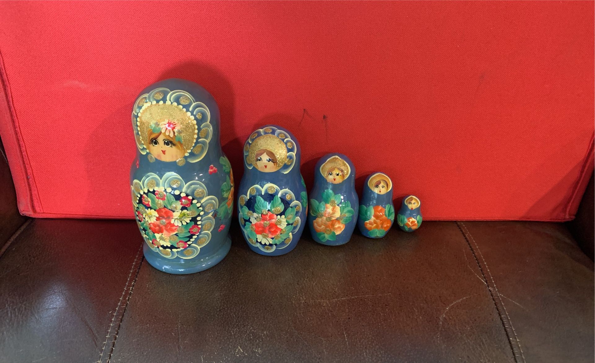 Antique Wood Russian Dolls Set Of 5