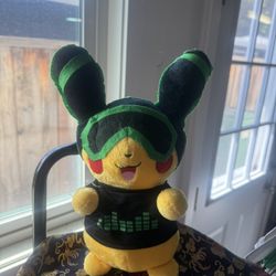 pikachu standard size plush in green edm DJ scene