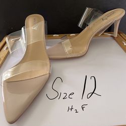 vivianly Clear Pointed Toe Heels Sandals Clear Strap Stiletto High Heels Size 12