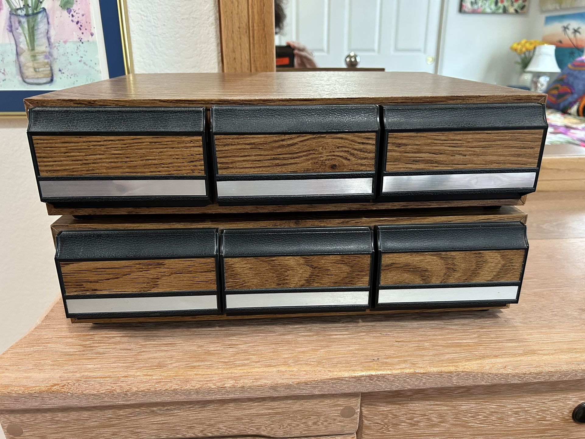 Vintage Cassette Tape Cabinets/Drawers (Set Of 2)