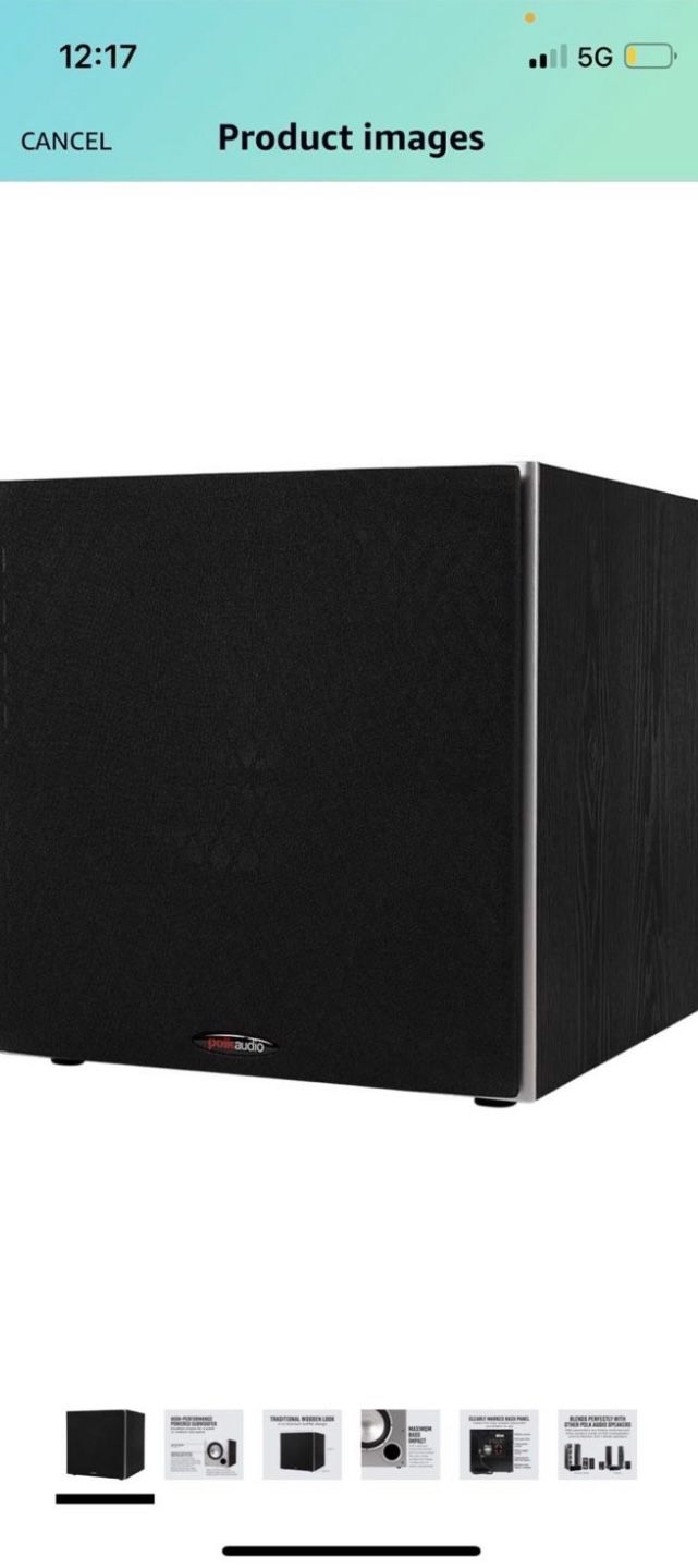 Polk Audio PSW10 10" Powered Subwoofer - Power Port Technology, Up to 100 Watts, Big Bass in Compact Design, Easy Setup with Home Theater Systems Blac
