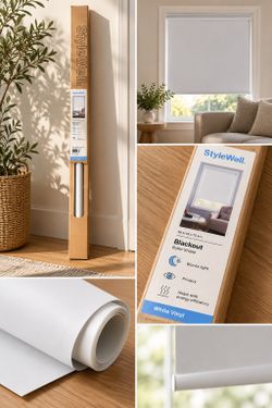 StyleWell White Blackout Roller Shade – 37" x 78" – New