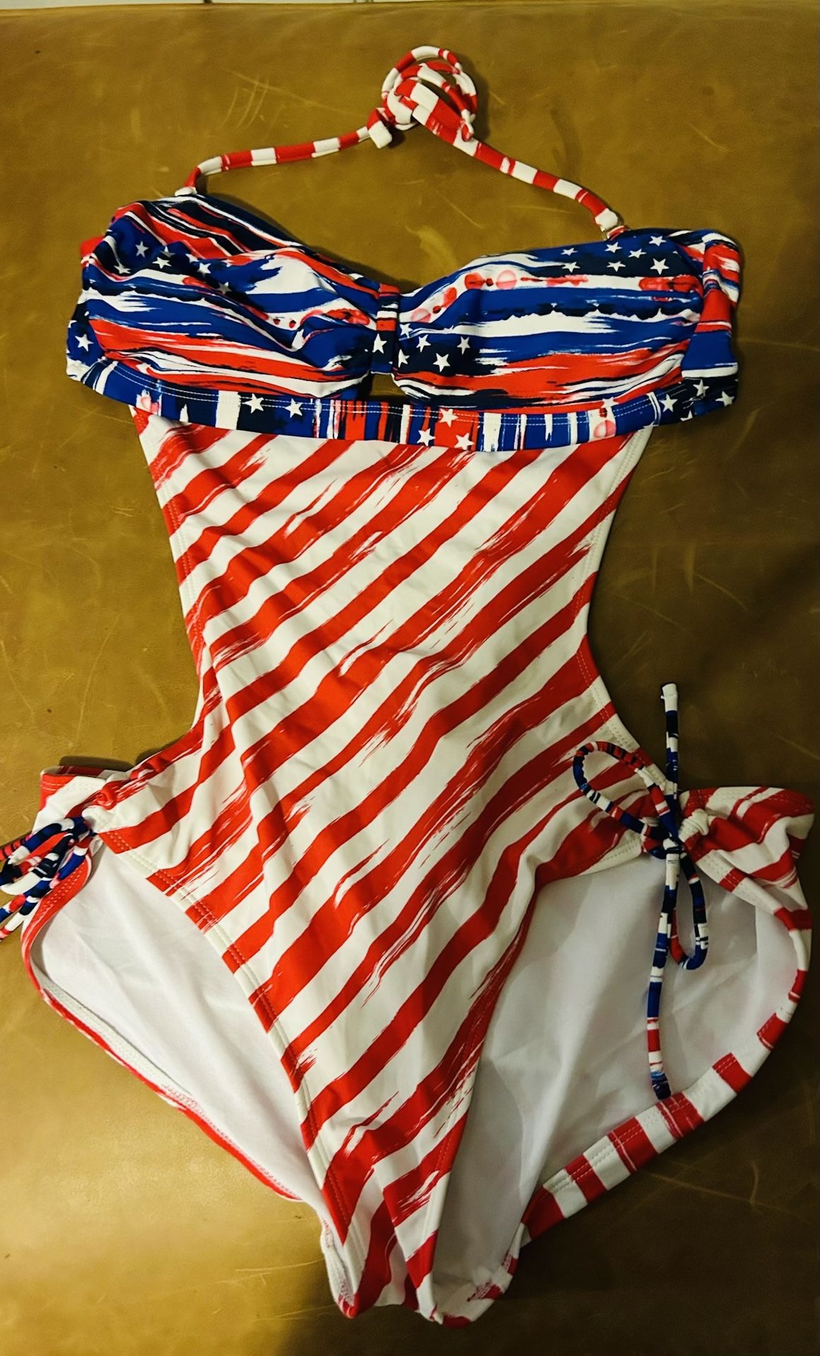Red White & Blue American Flag One Piece Patriotic Womens Swimsuit XS BRAND NEW