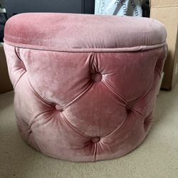Pink Tufted Ottoman 