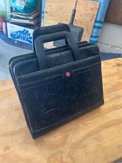 Vintage Black Leather Portfolio Briefcase