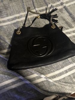 Gucci Pebbled Calfskin Medium Soho Chain Shoulder Bag Black