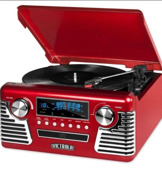 New Victrola 50's Retro Bluetooth Record Player RED