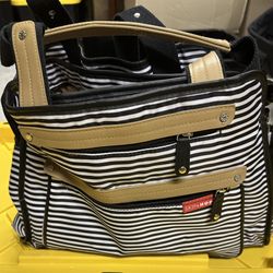 Skip Hop Black And White Striped Diaper Bag