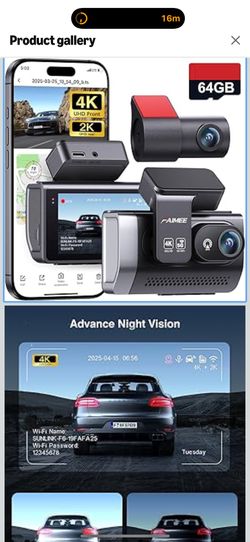 4K+2K Dash Cam Front and Rear, Dash Camera for Cars 2 Channel, 64GB Card Included, 5.8G/2.4G Dual WiFi, Built-in GPS, Night Vision, WDR, 170°Wide Angl