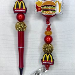 MCDONALDS BADGE REEL & PEN SET