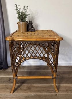Vintage Wicker Table Side Table Coffee Table