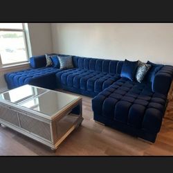 New Ariana Black Velvet Double Chaise Sectional 
