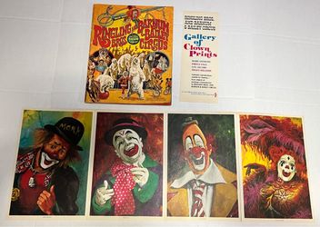 Vintage 1976 Ringling, Brothers, and Barnum & Bailey Circus program with 4 Clown Prints.