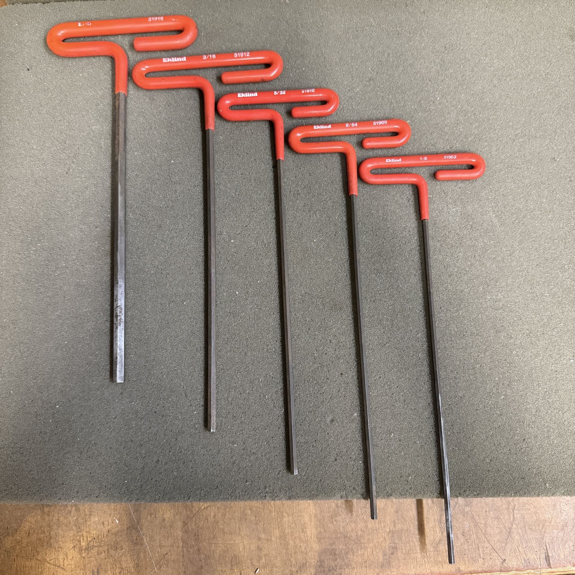 (5 piece set) EKLIND T-HANDLE SAE HEX KEY SET -USA-