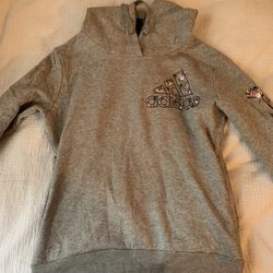 Grey Adidas Hoodie With Floral Detail, Size Small 