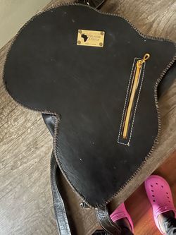 Crowned Africa Black Leather Crossbody Bag