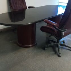 7ft./3ft. Office Table With 6 Leather Chairs  Made By Lane Furniture.