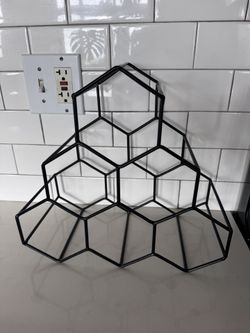 West Elm Wine Rack, Black Metal, Holds 6 Bottles