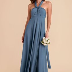 New Formal Blue Satin Dress