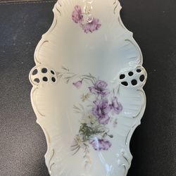 B.R.C. Moliere Germany Antique 1(contact info removed)  Oval Pierced Reticulated Floral Dish Tray