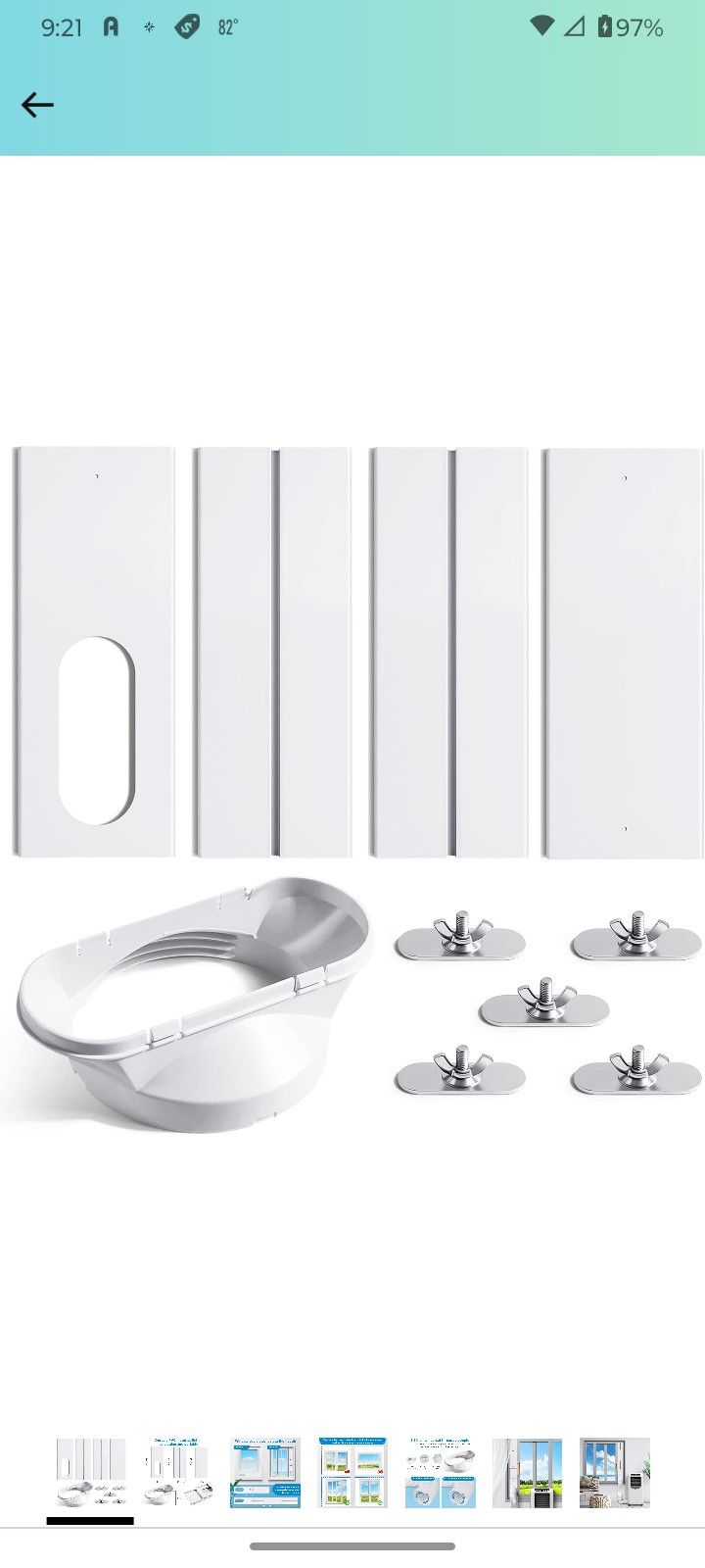 Portable AC Window Vent Kit , Adjustable 5.1" Window Seal For AC Unit ( No Hose) (New)