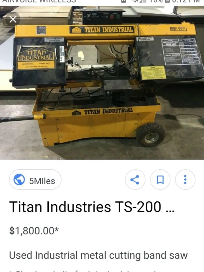 Titan industrial band saw