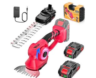 NEW VRAI Green 2-in-1 600W Cordless Hedge Trimmer, 21V Battery Operated Trimmer w/ 2 batteries!