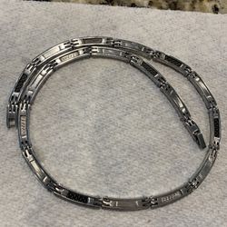 20 Inch Stainless Steel Necklace, Unique Link Design W/ 3 Different Patterns, Can Reverse For Solid Stainless Steel Link Look