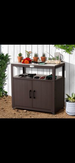 Garden Potting Bench with Storage Cabinet