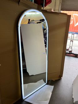 LED Light Up Arch Full Length Wall Mirror 70x32in With Stand