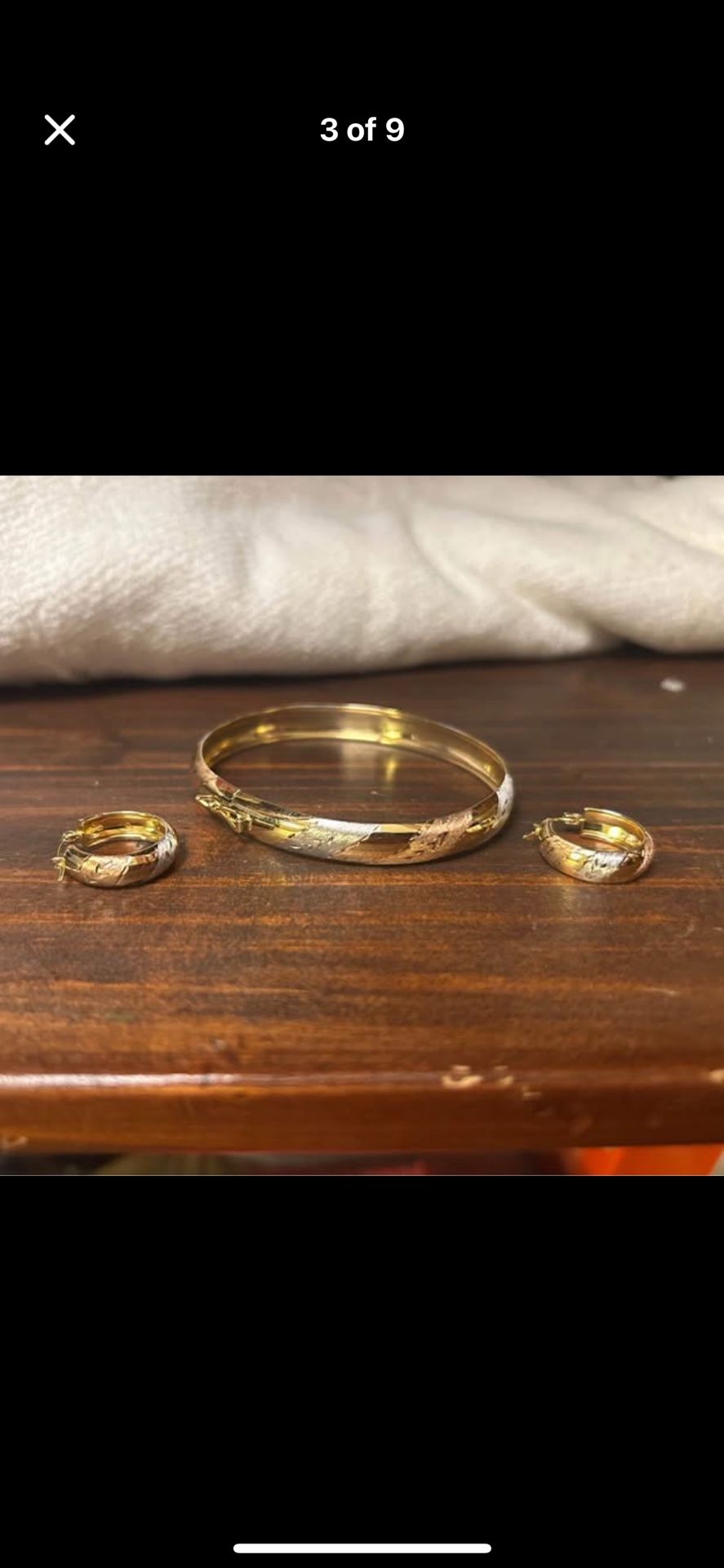 10k Gold - Multicolor Gold Bangle and Hoop Earrings