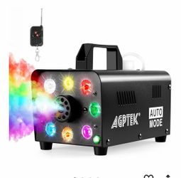 AGPTEK Fog Machine, 500W Portable Led Smoke Machine with Lights (Red, Blue, Green), Upgraded Auto Mode & Wireless Remote Control for Halloween, Christ