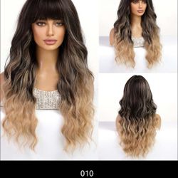 Black gold wavy long wig
