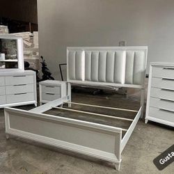 $49 Down finance or Cash  Led Upholstered Bedroom Set Queen/King Bed Dresser Nightstand and Mirror Chest Options