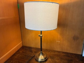 Brass Telescoping Table Lamp w/ White Drum Shade