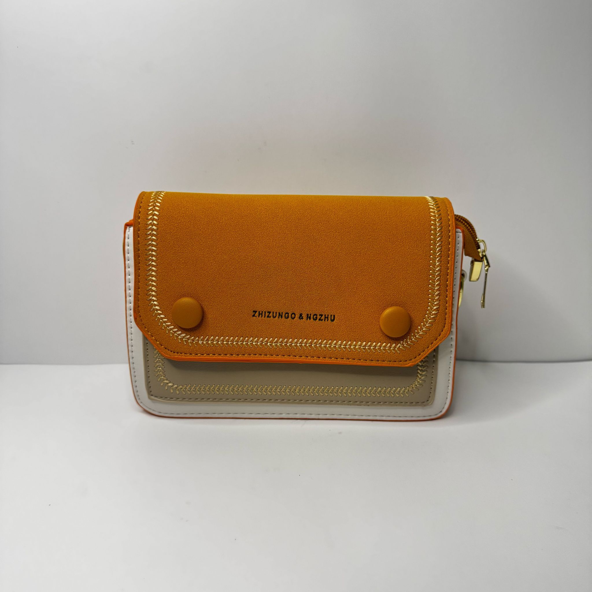 Women's Gold Crossbody Bag with Wide Strap