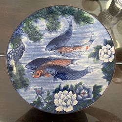 White And Blue Antique Plate 