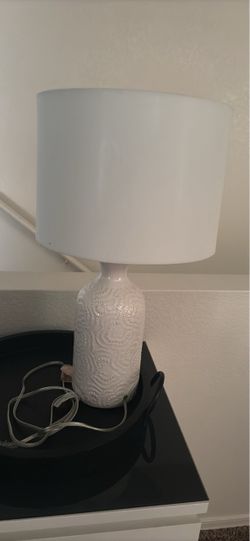 White Ceramic Table Lamp with Drum Shade