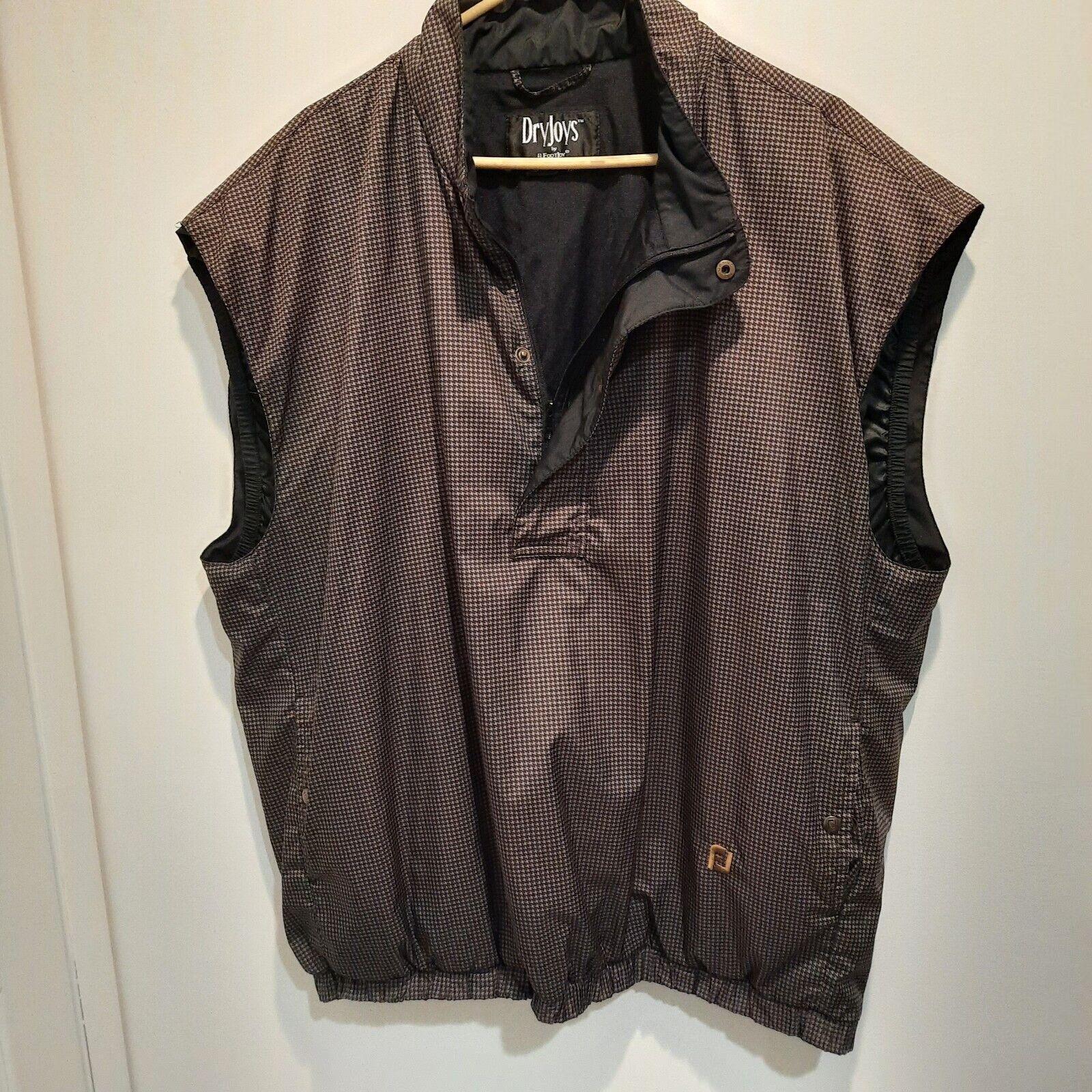 FootJoy Sleeveless 1/2 Zip Pullover Golf Vest Jacket 2XL Houndstooth