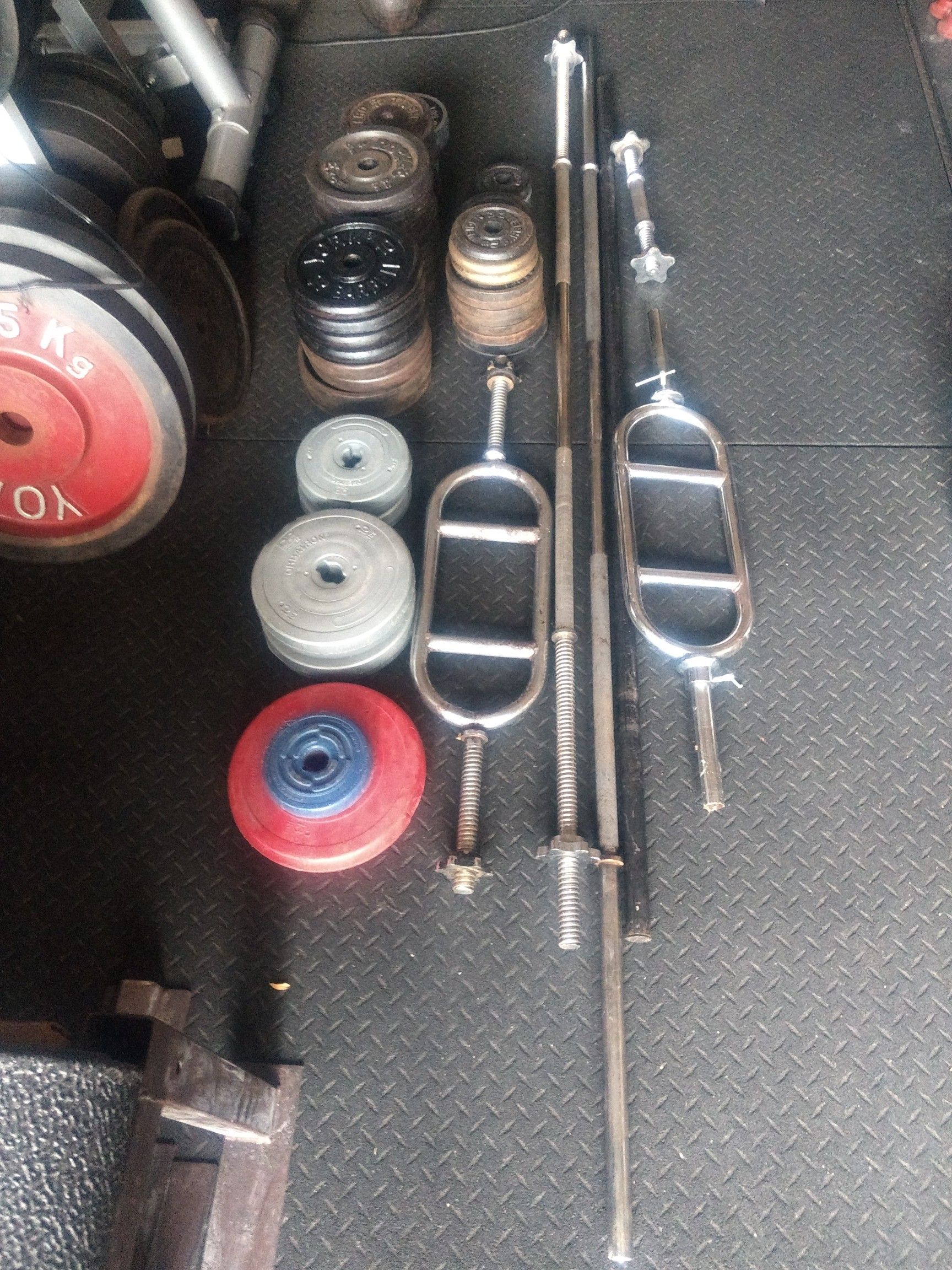 Standard Bars, Curl Bars, and 296.4 lbs of Standard Plates