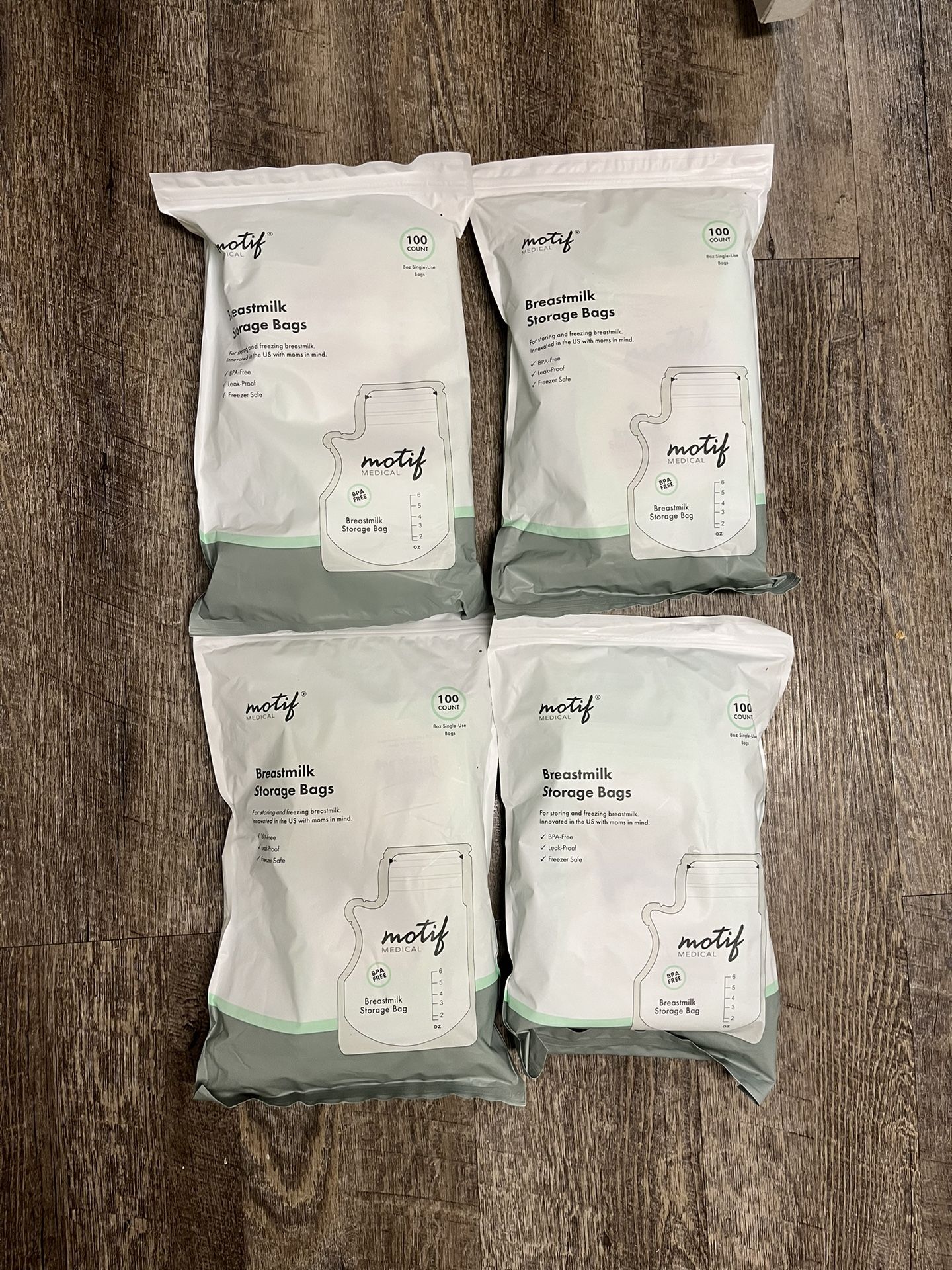 Set of 4 (400 Bags Total) Breast Milk Storage Bags