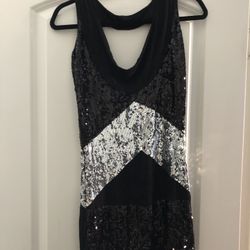 Bebe Sequins Black Mini Dress