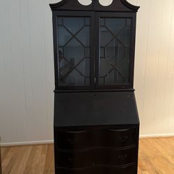 Antique Mahogany Ball and Claw Feet Tall Secretary Desk