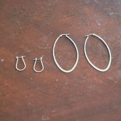 2 Different Sizes Sterling Hoop Earrings 