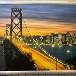 HUGE LARGE XL OFFICE WALL SPACE ART 3.5 X 5 Feet Framed Picture Sunset Downtown City San Francisco California Hollywood Abstract, Art Deco, Fine Art 