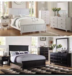 4- Pc Bedroom set Dresser,Mirror  Nightstand (1) Queen size bed frame  Not including Mattress and Box Sp