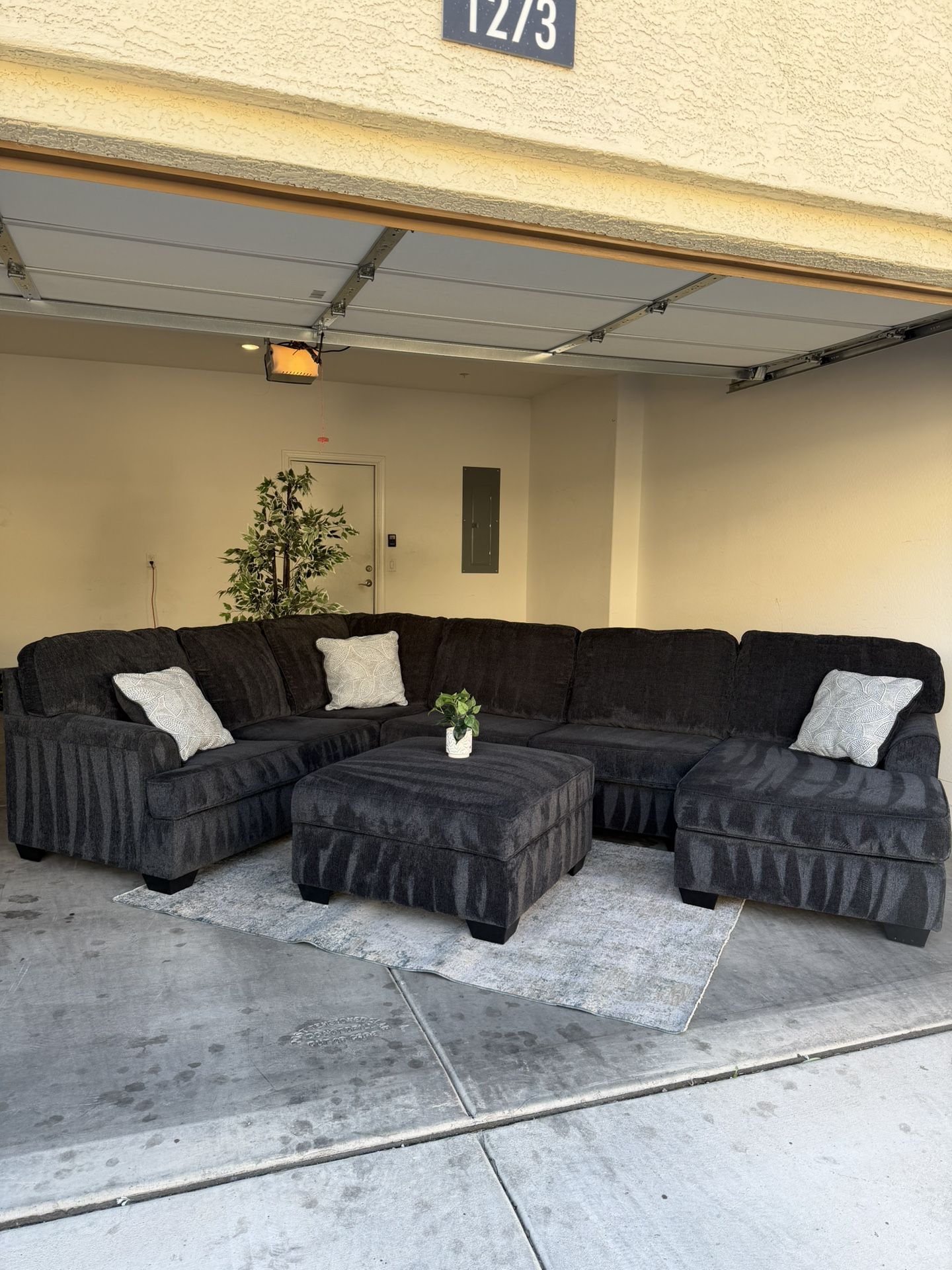 Large Charcoal Gray Sectional Couch