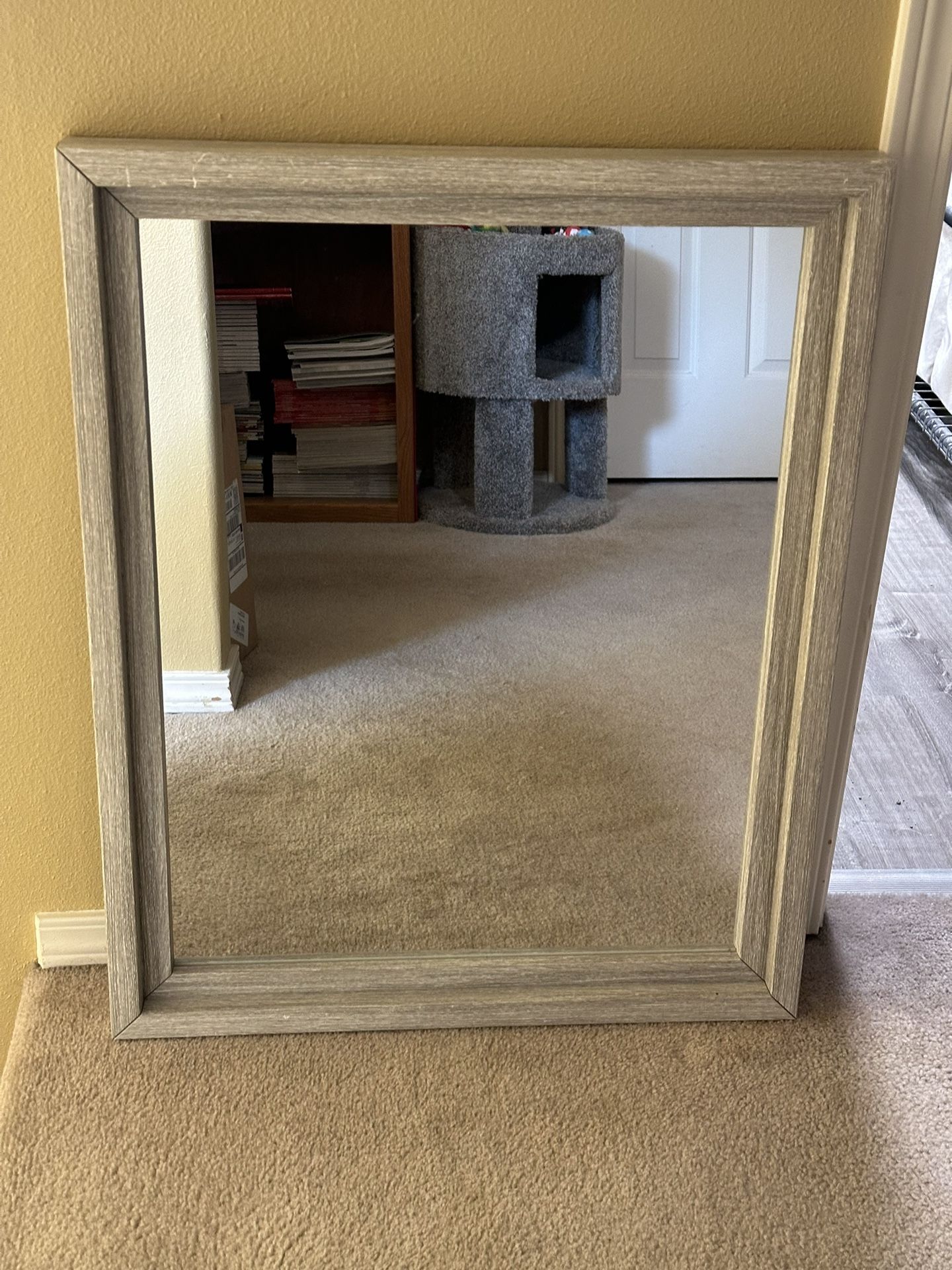 Like New Grey Wood Mirror Decor